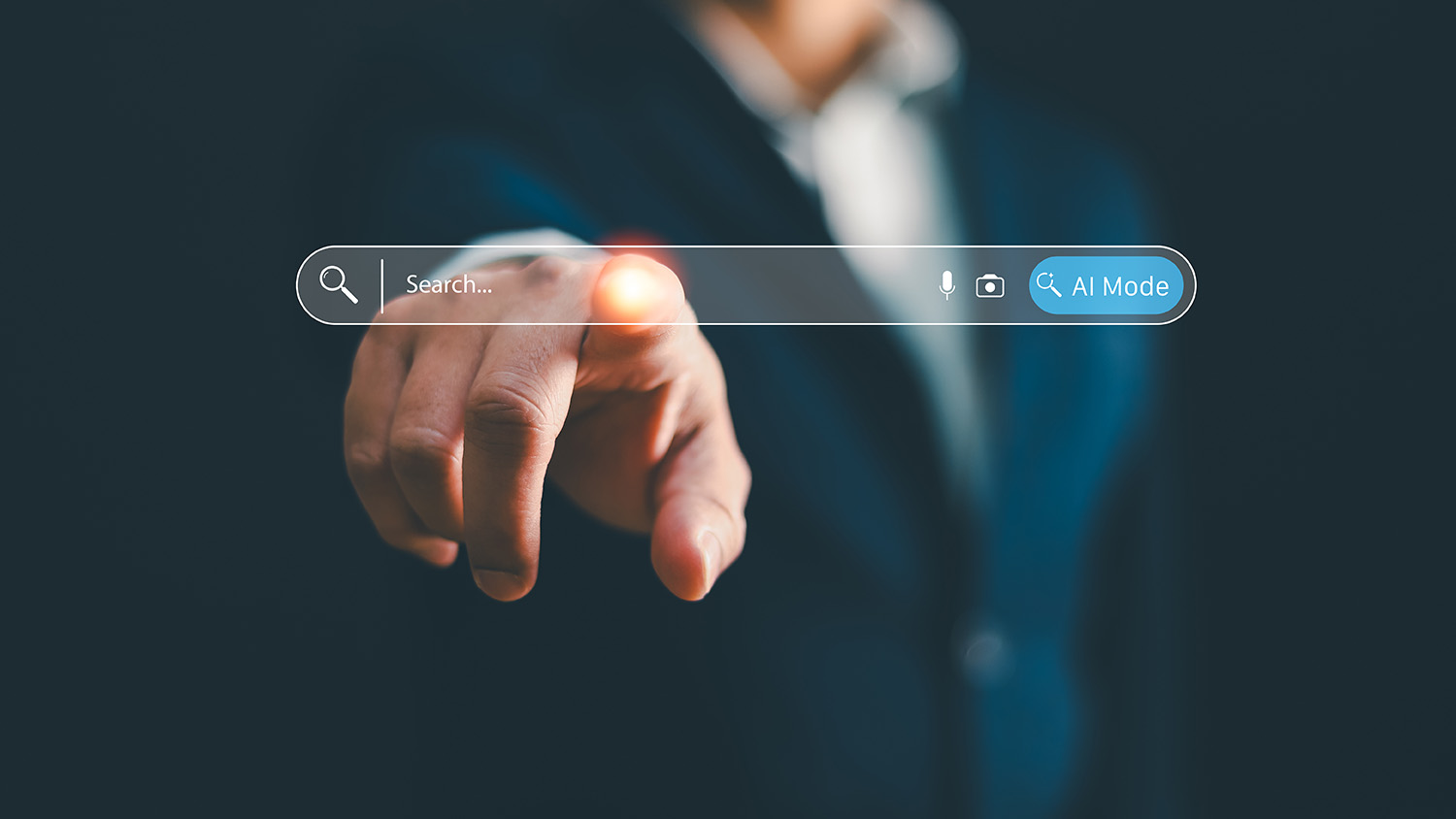 Search bar with an AI Mode option