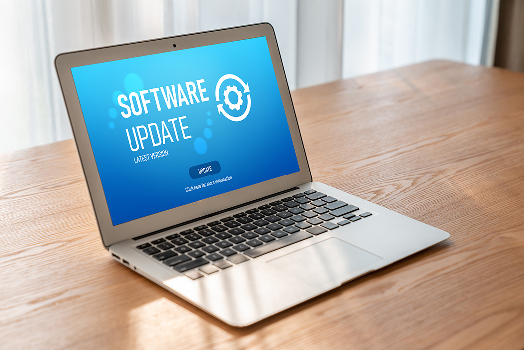 Laptop displaying a software update screen